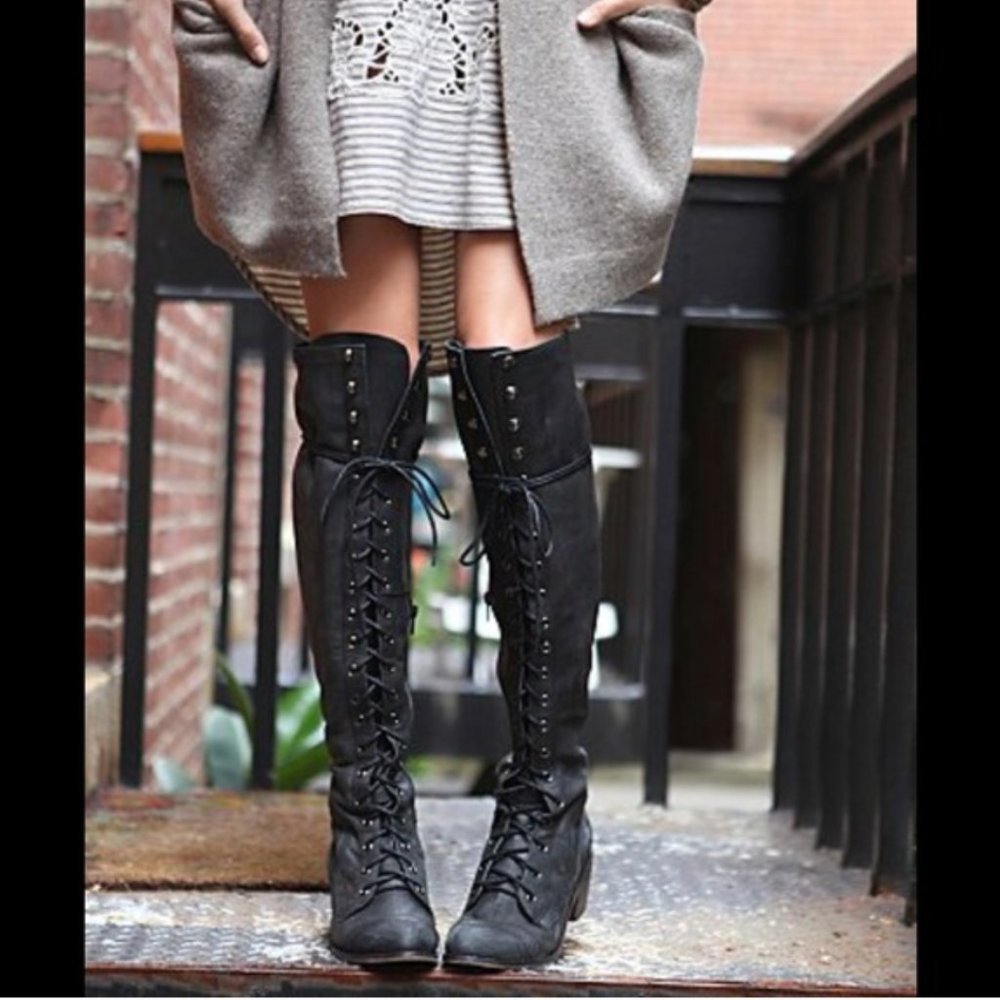 Free People Joe Lace-Up Over-the-Knee Boots